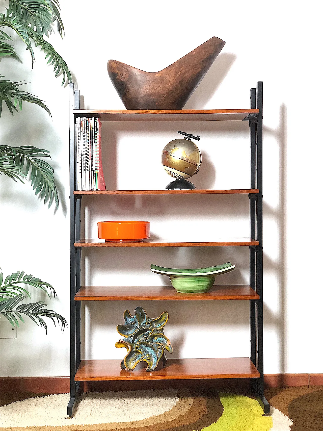 Cabinet bookcase with 5 shelves, 60s 1