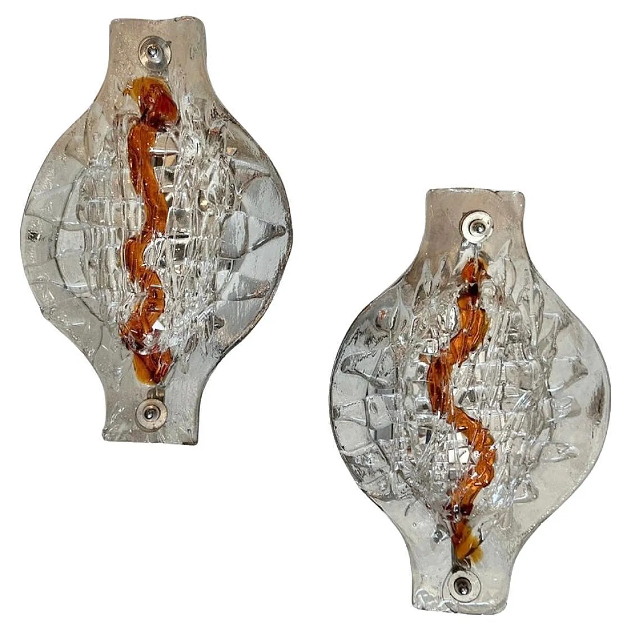 Pair of Murano glass wall sconces by Mazzega, 1970s 1