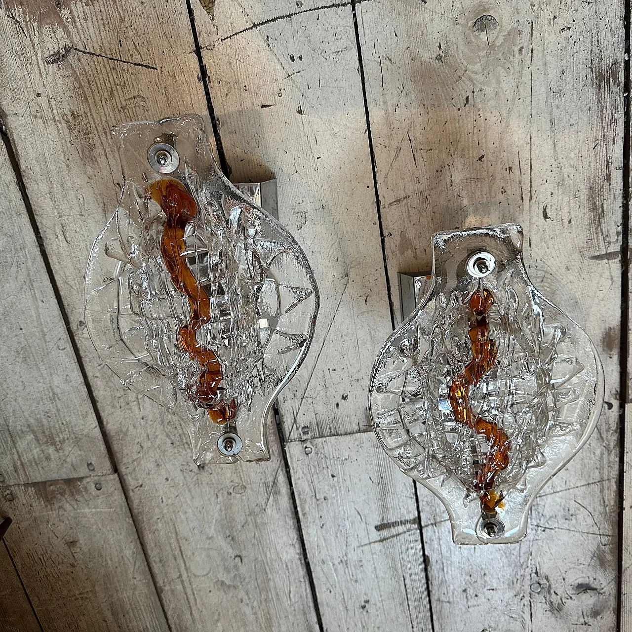 Pair of Murano glass wall sconces by Mazzega, 1970s 2