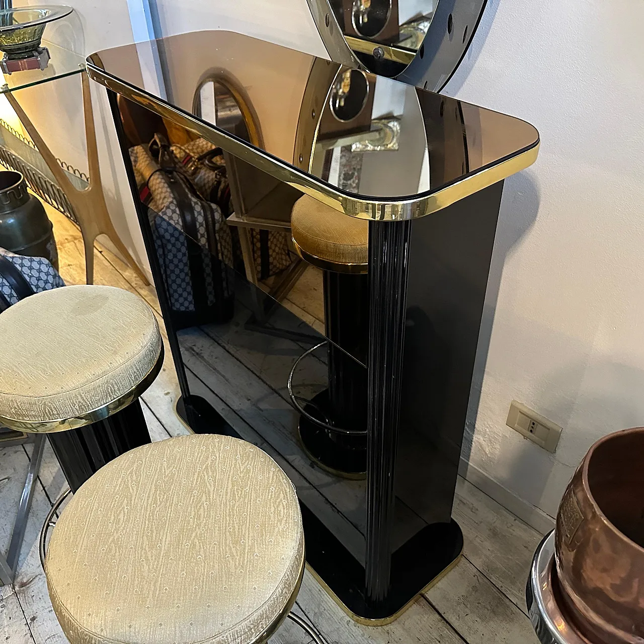 Bar cabinet with stools, 1960s 10