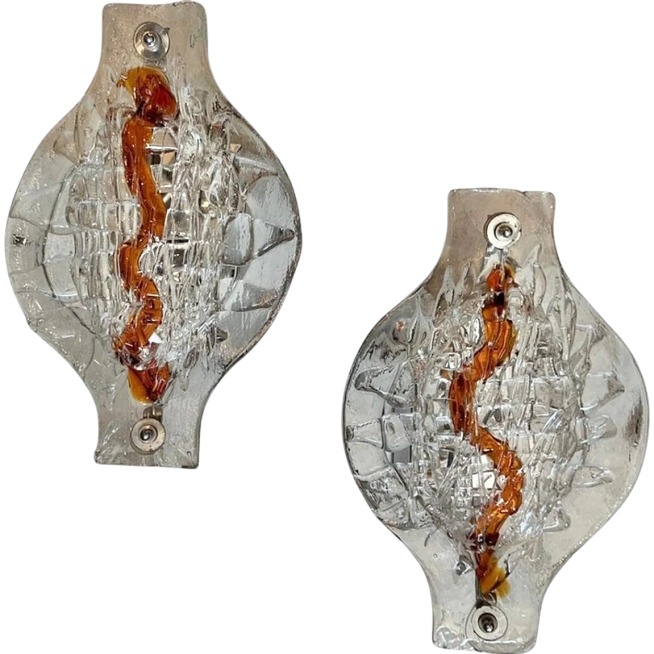 Pair of Murano glass wall sconces by Mazzega, 1970s 12