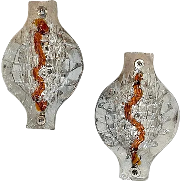 Pair of Murano glass wall sconces by Mazzega, 1970s