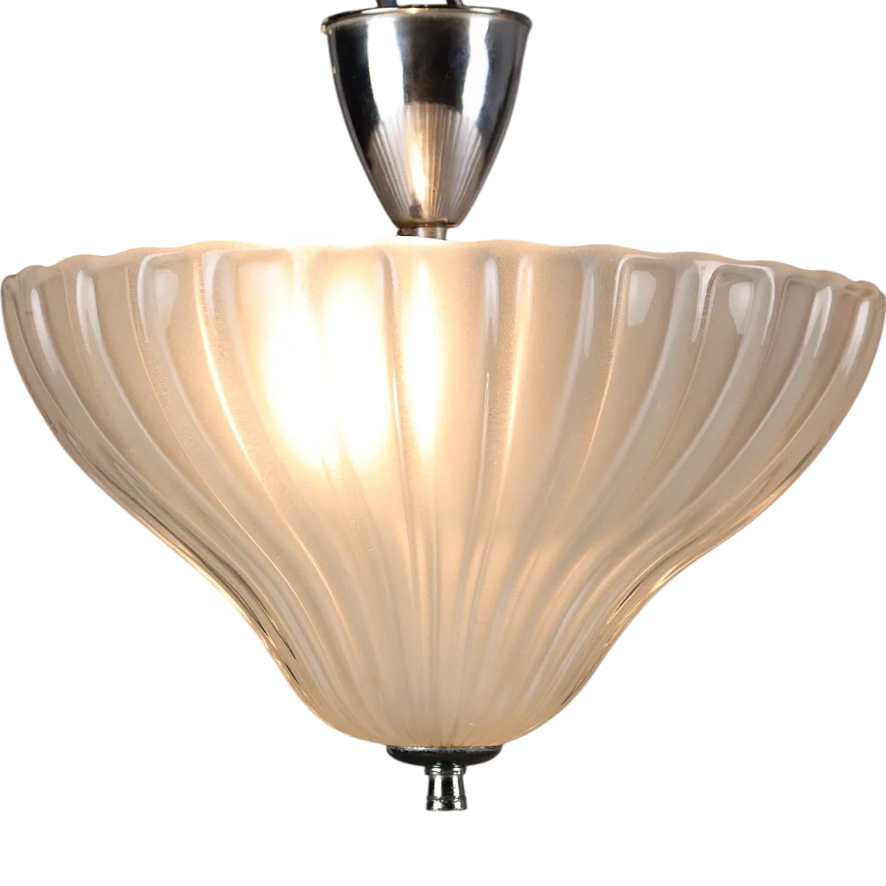 Lampada da soffitto in vetro e metallo cromato, anni '60 10