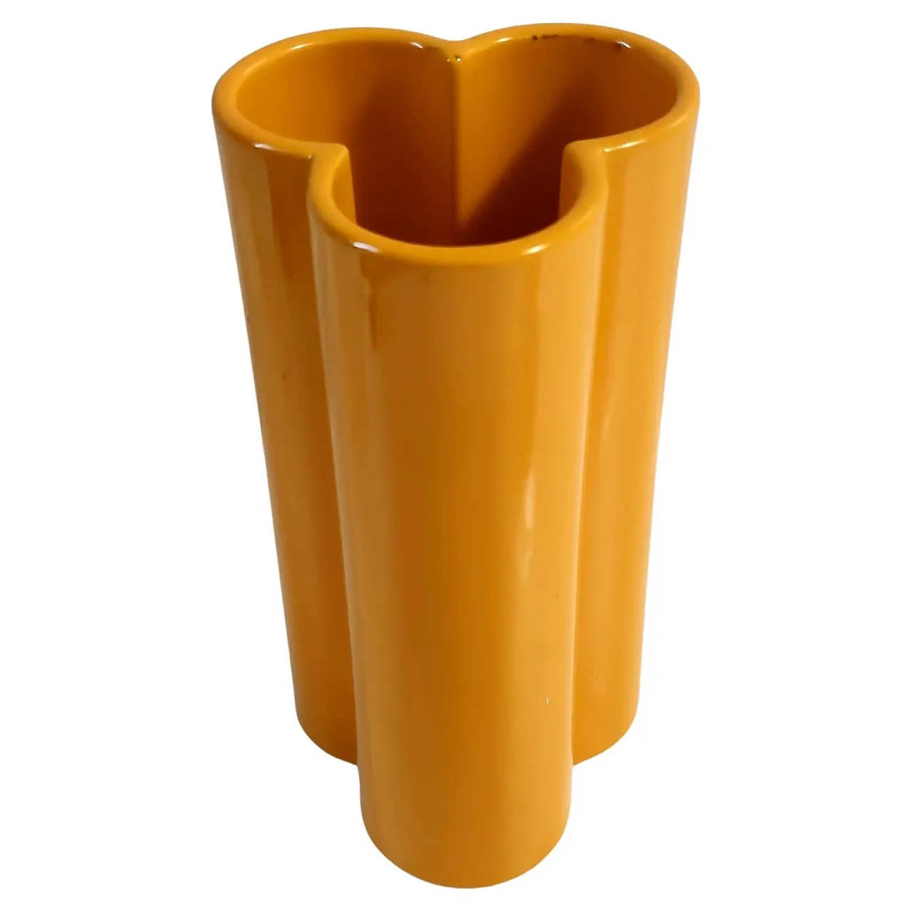 Postmodern orange yellow Glazed ceramic vase, 70s 1