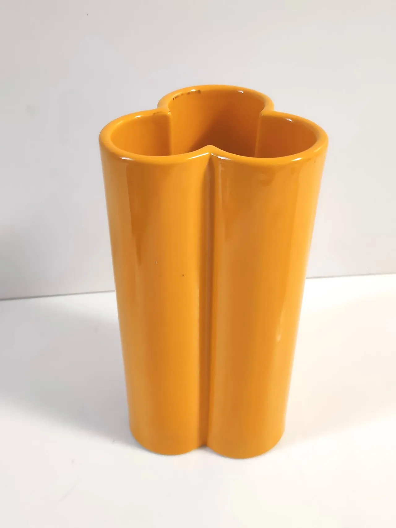 Postmodern orange yellow Glazed ceramic vase, 70s 4