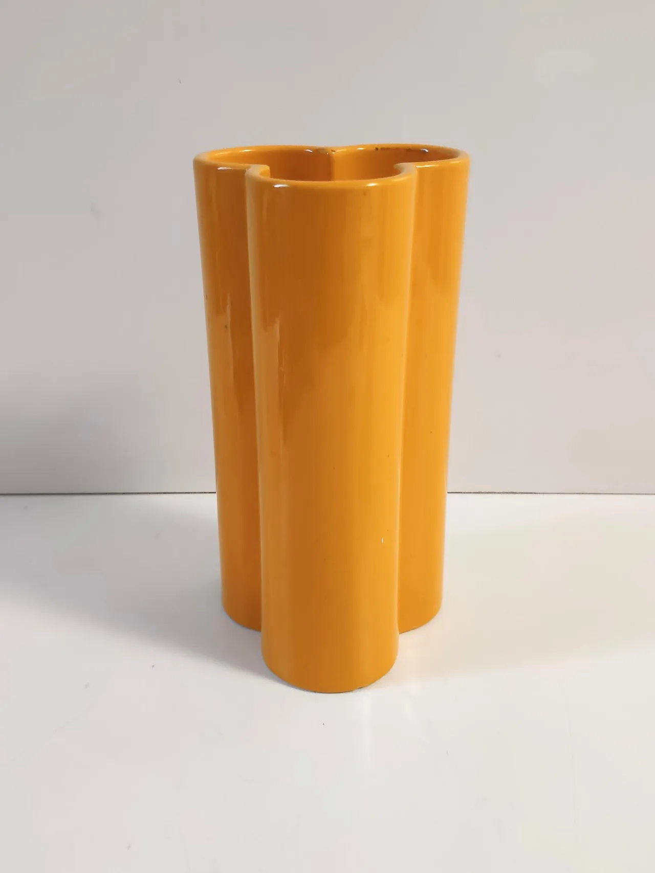 Postmodern orange yellow Glazed ceramic vase, 70s 5