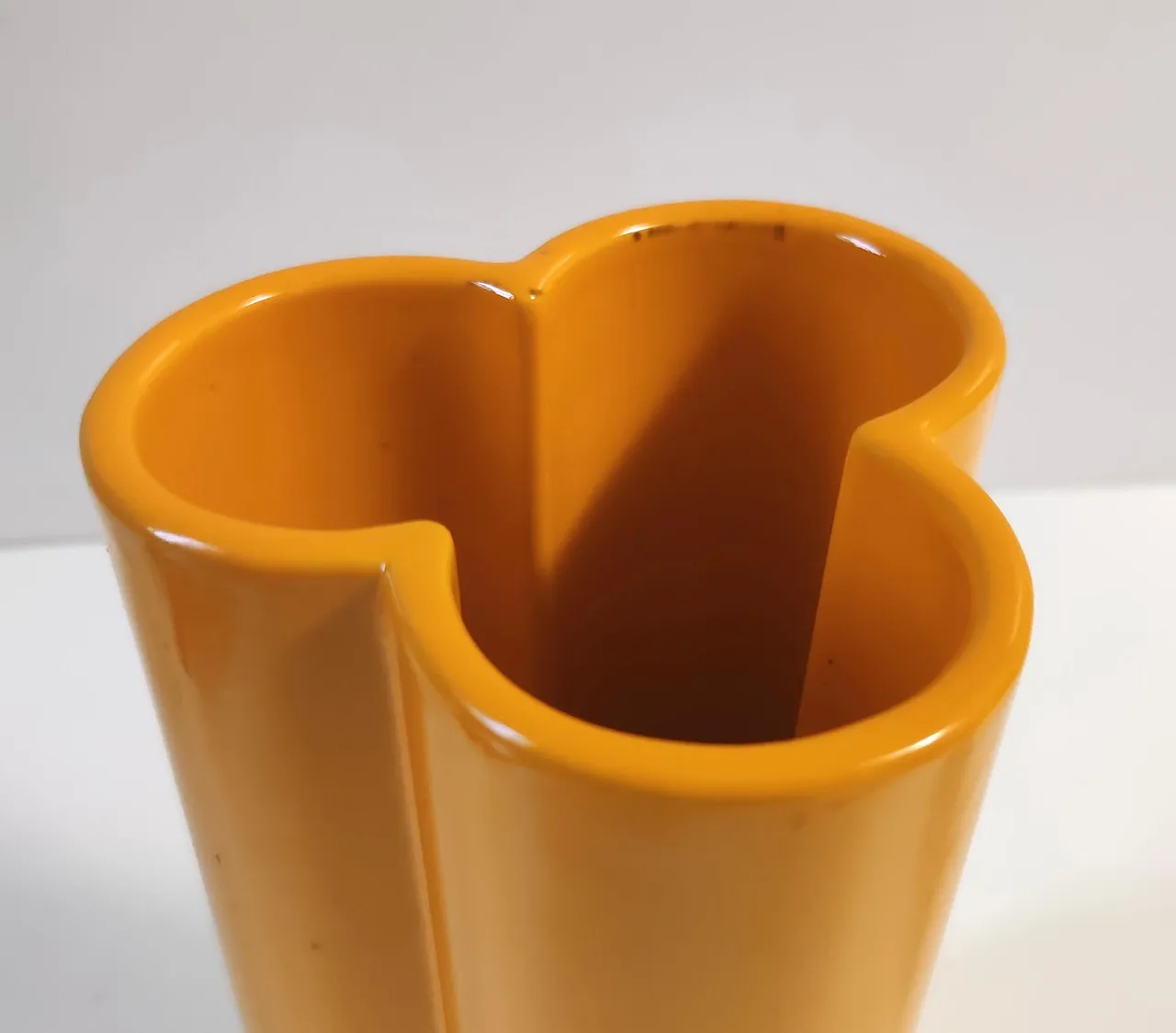 Postmodern orange yellow Glazed ceramic vase, 70s 6