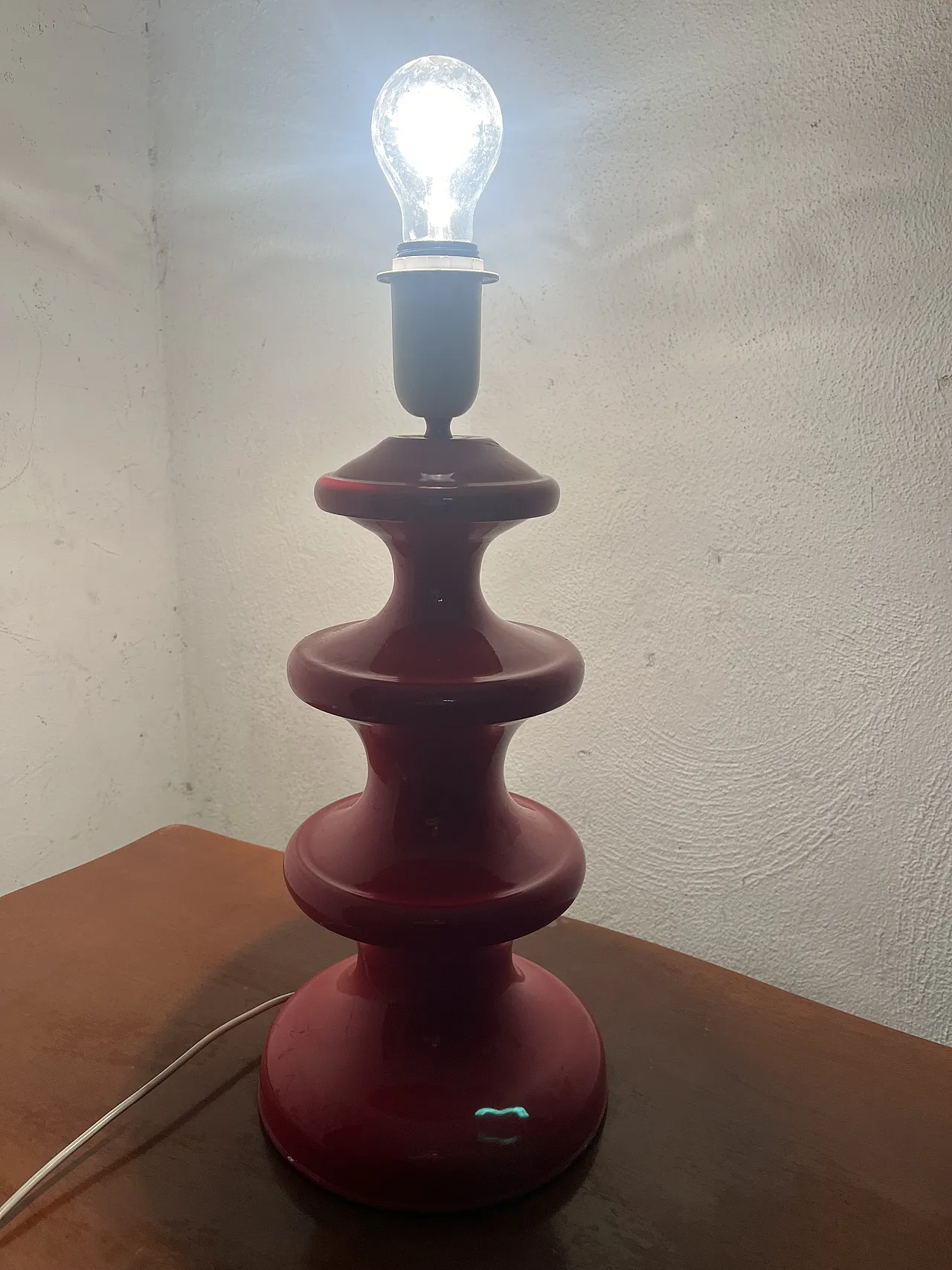 Lampada in metallo rosso, anni '70 1