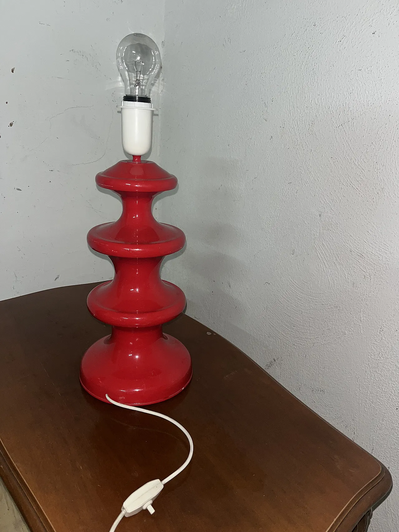 Lampada in metallo rosso, anni '70 5