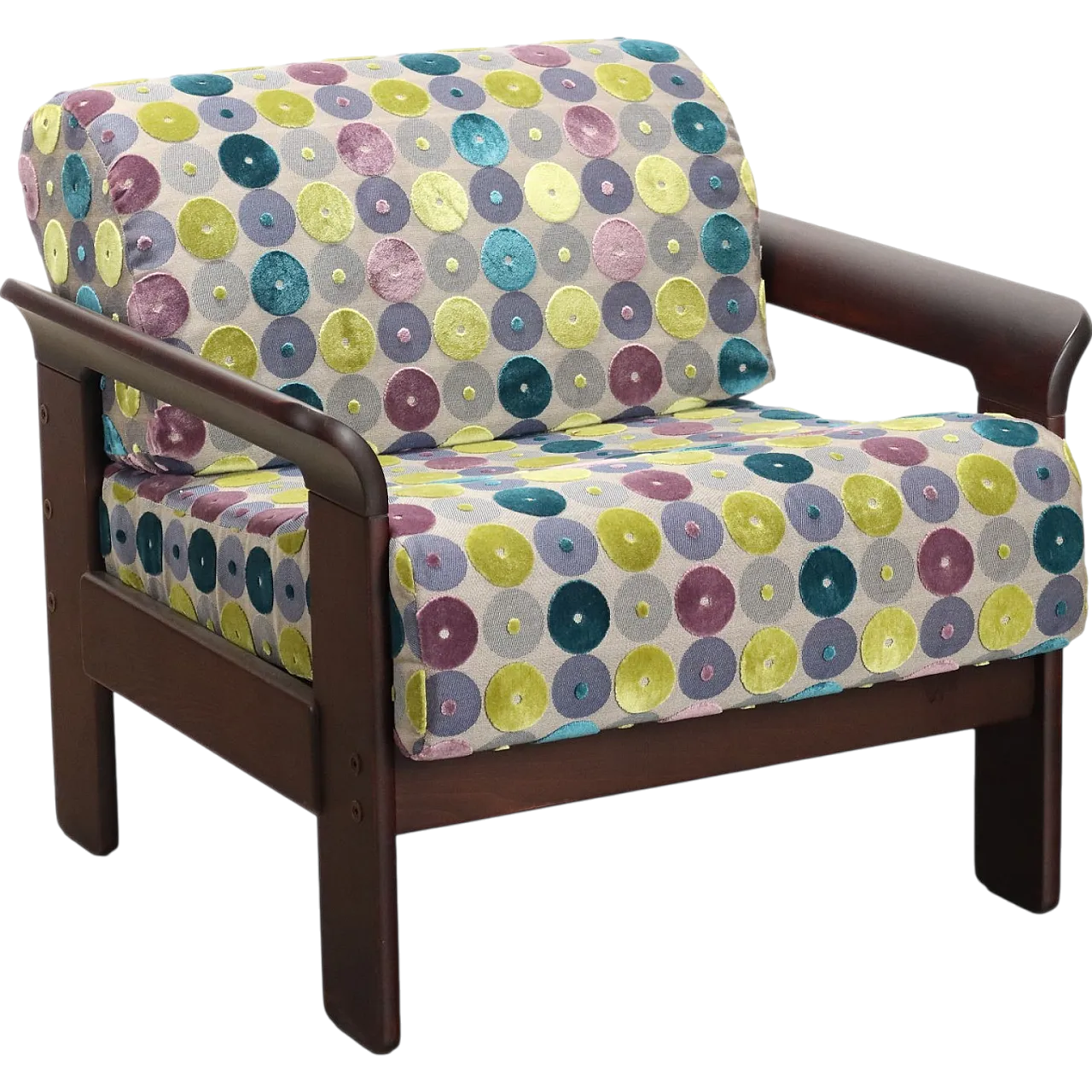 Fabric and beech armchair, 1970s 11