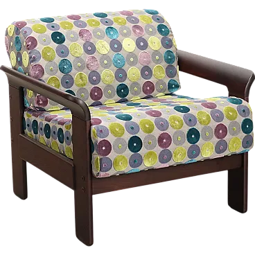 Fabric and beech armchair, 1970s