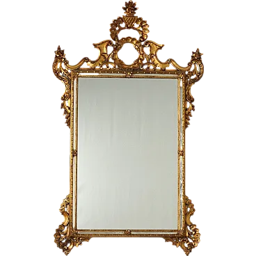 Rococo-style mirror in carved wood, 20th century