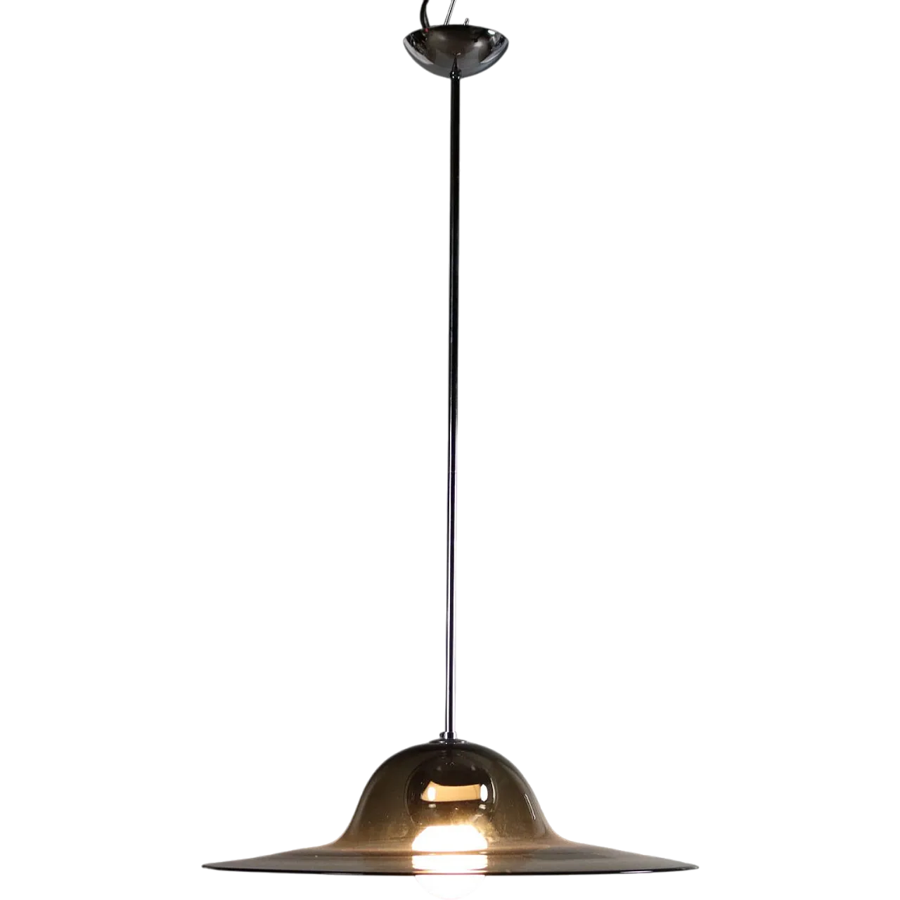 Chromed metal and glass ceiling lamp, 1970s 10