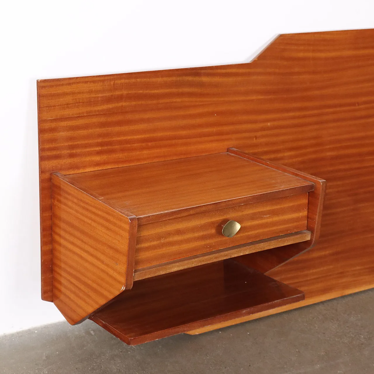 Headboard with wooden bedside tables, 1960s 3