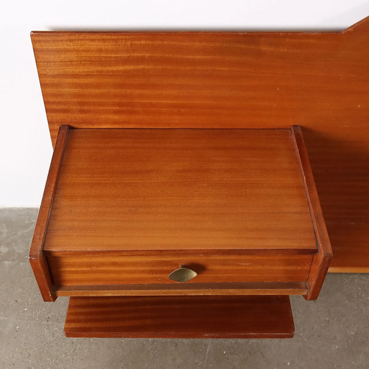 Headboard with wooden bedside tables, 1960s 5