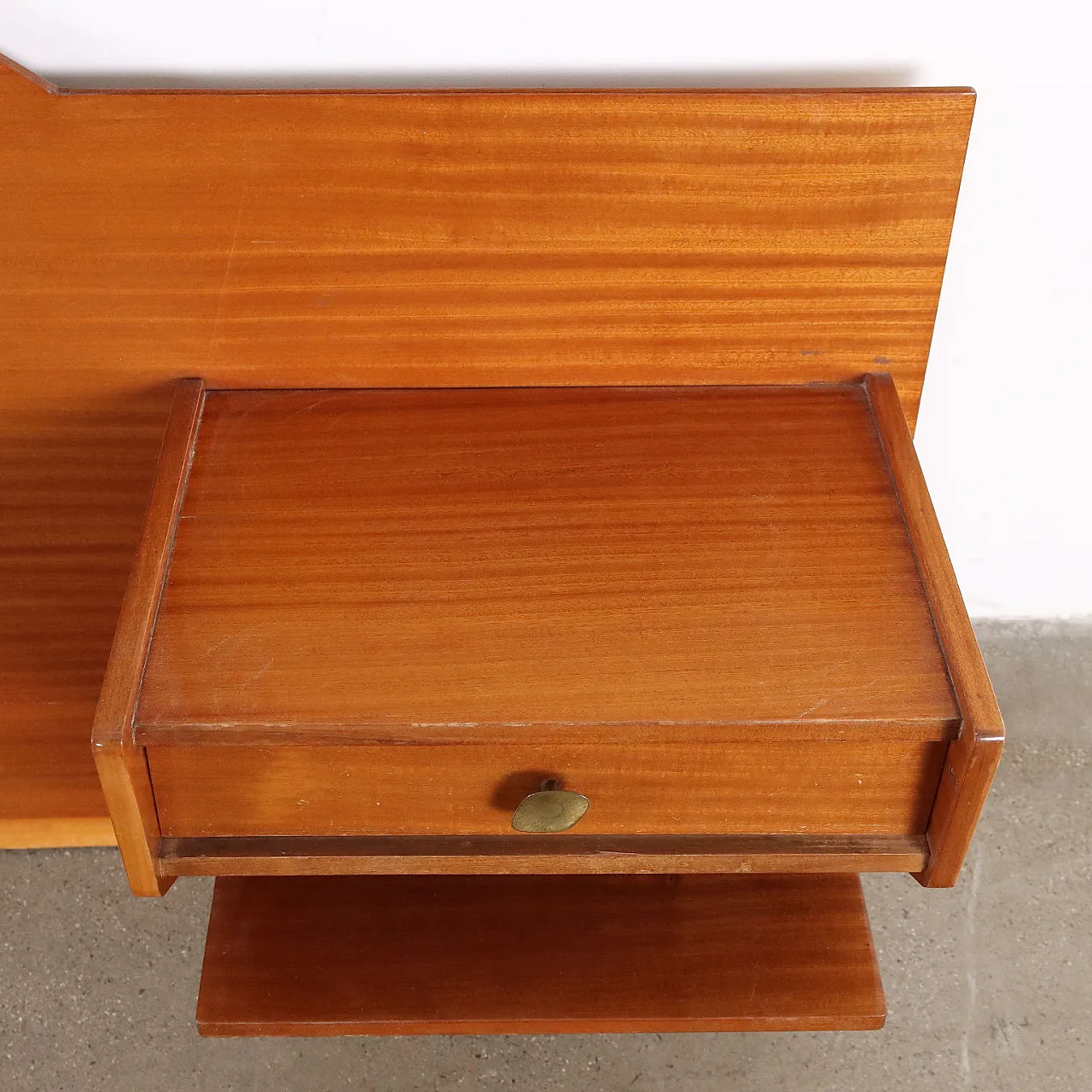 Headboard with wooden bedside tables, 1960s 6