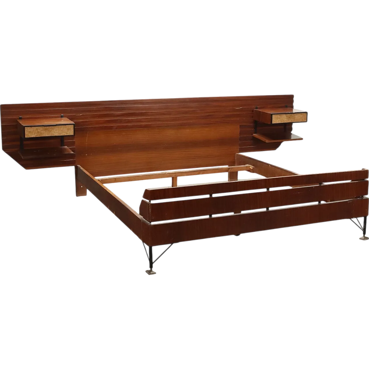 Mahogany veneer double bed, 1960s 11