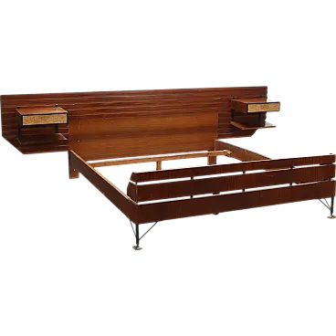 Mahogany veneer double bed, 1960s