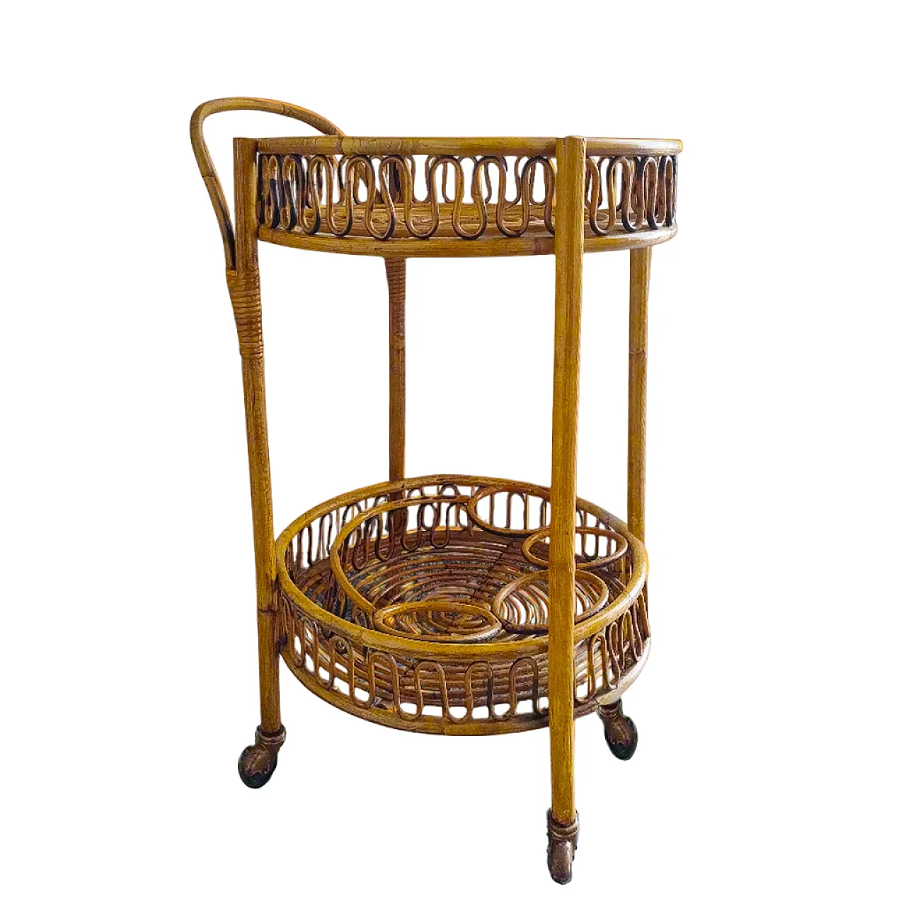 Bamboo and rattan bar trolley by Franco Albini, 1960s 1