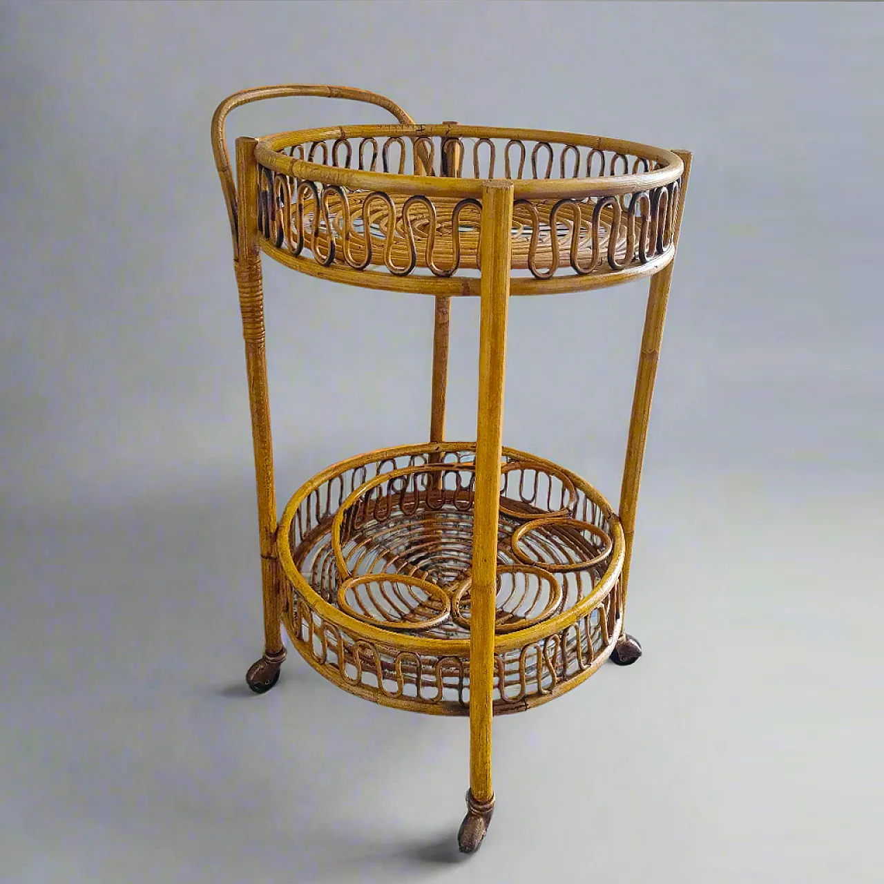 Bamboo and rattan bar trolley by Franco Albini, 1960s 4