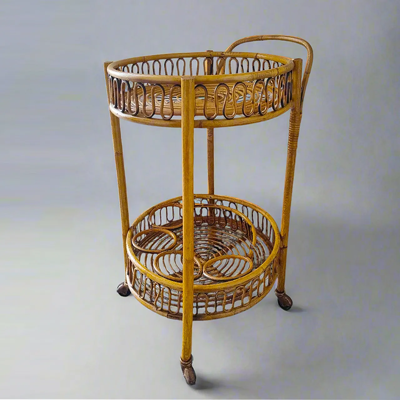 Bamboo and rattan bar trolley by Franco Albini, 1960s 5