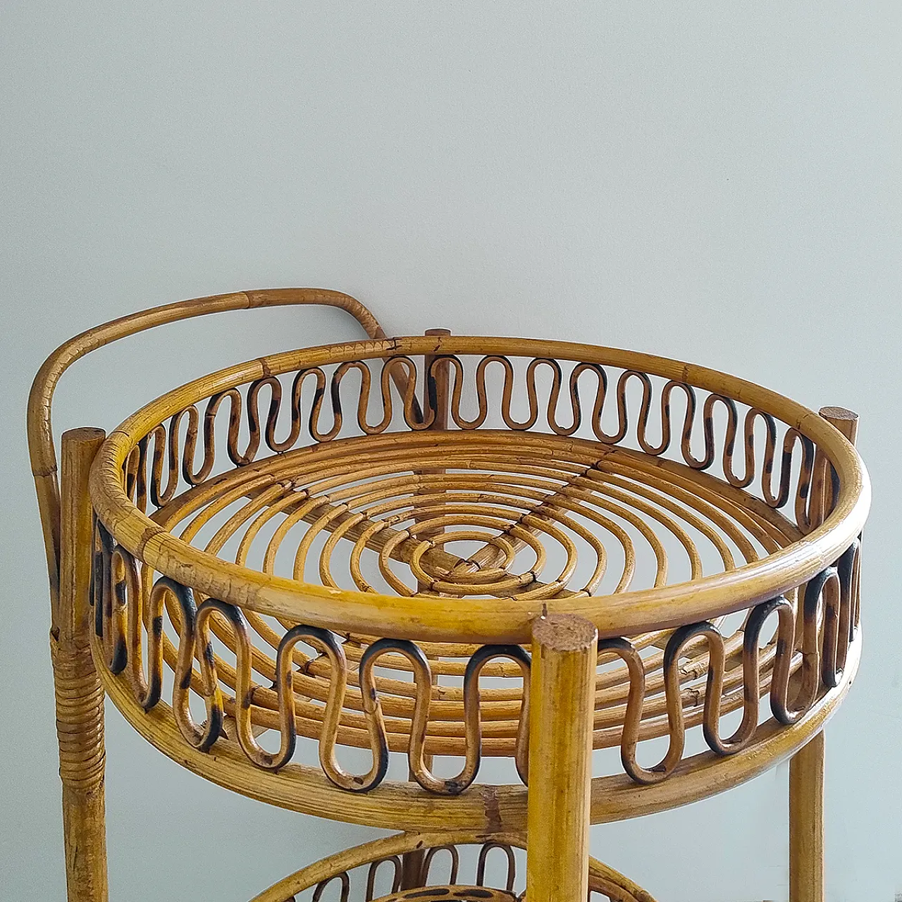 Bamboo and rattan bar trolley by Franco Albini, 1960s 6