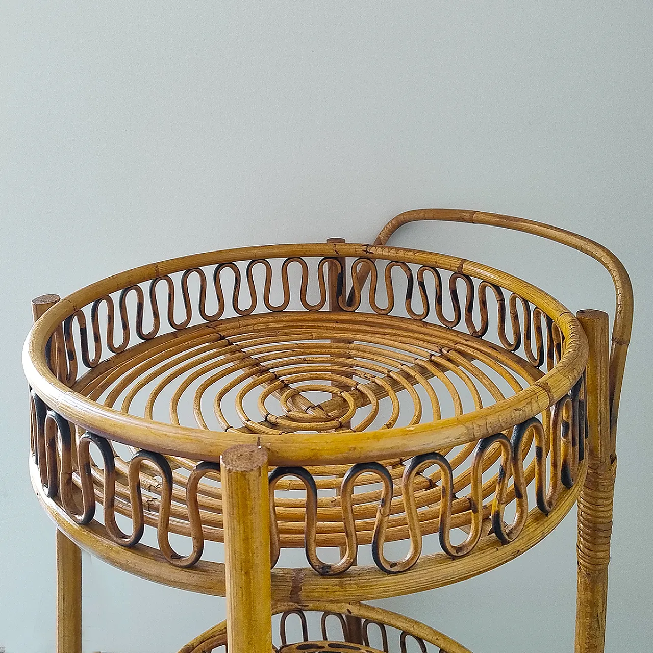 Bamboo and rattan bar trolley by Franco Albini, 1960s 7