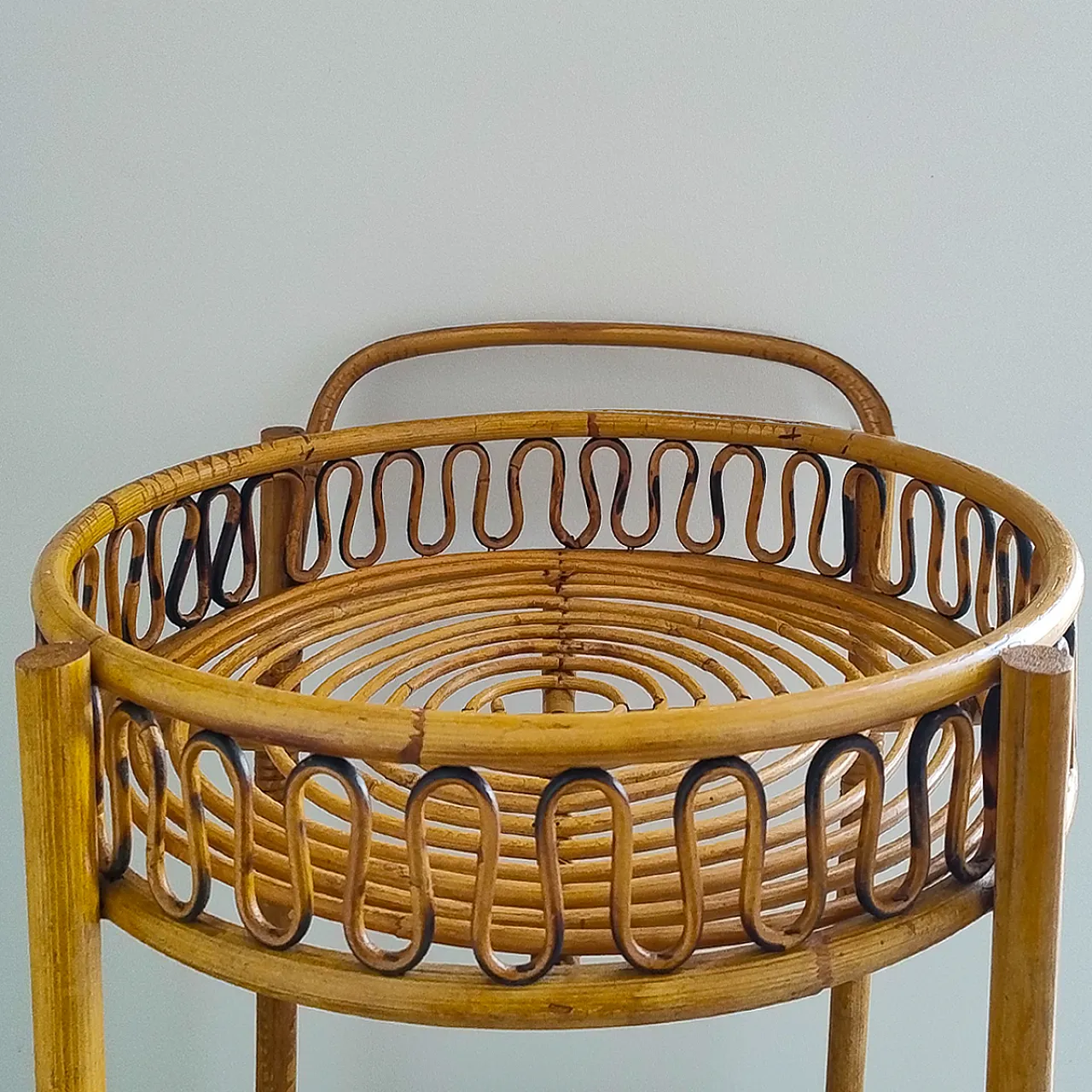 Bamboo and rattan bar trolley by Franco Albini, 1960s 8