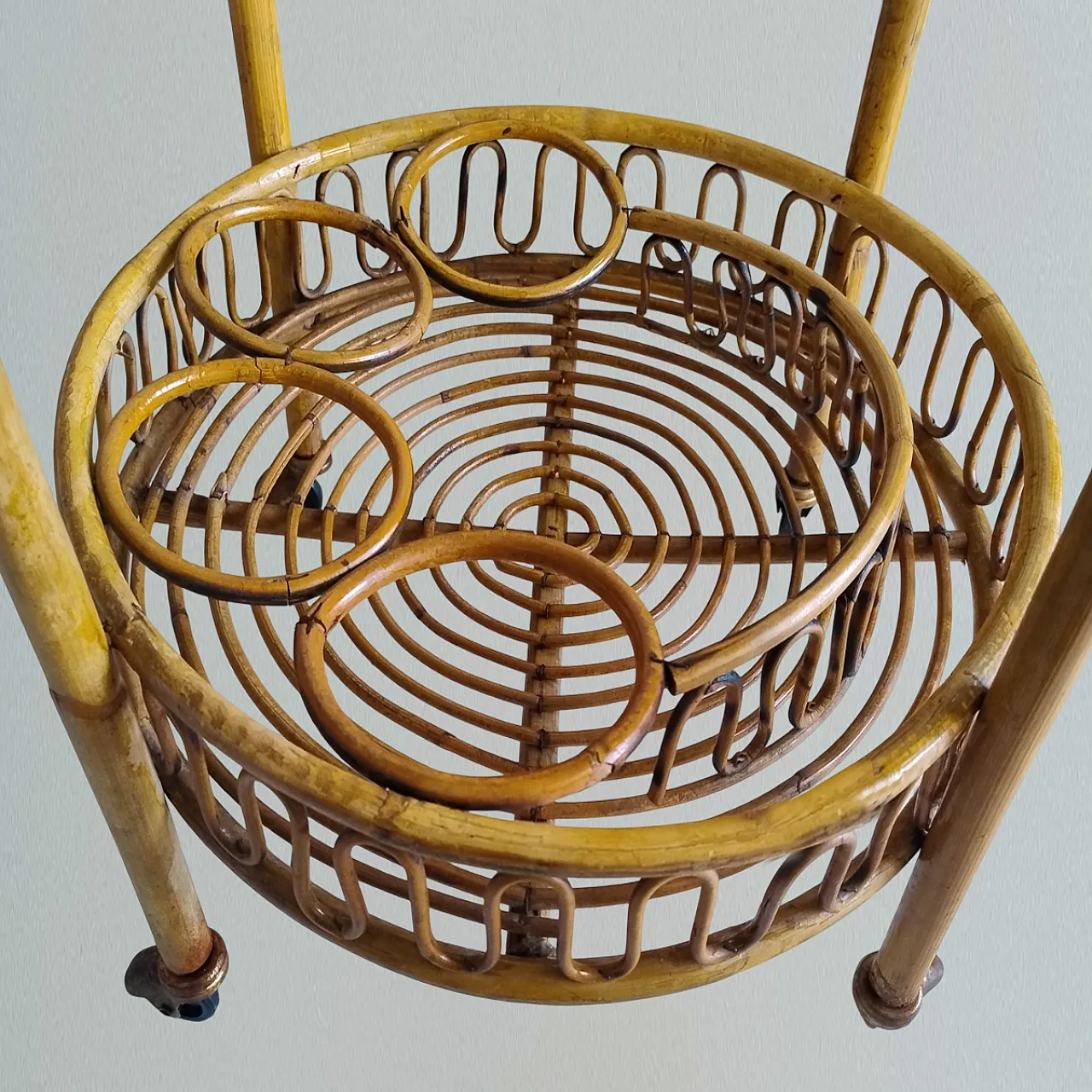 Bamboo and rattan bar trolley by Franco Albini, 1960s 9