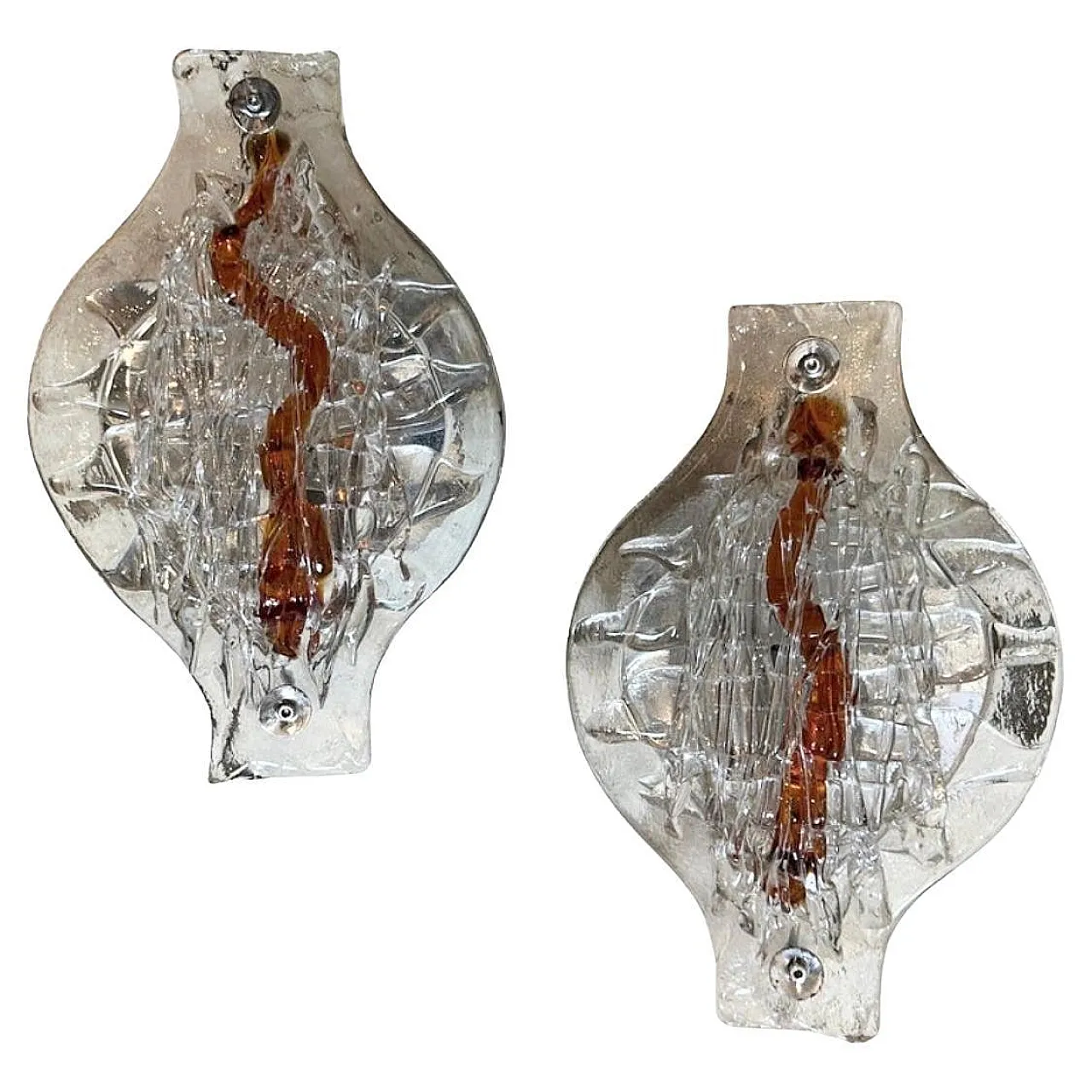 Pair of Murano glass wall sconces by Mazzega, 1970s 1