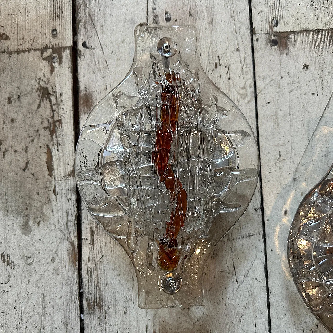 Pair of Murano glass wall sconces by Mazzega, 1970s 3