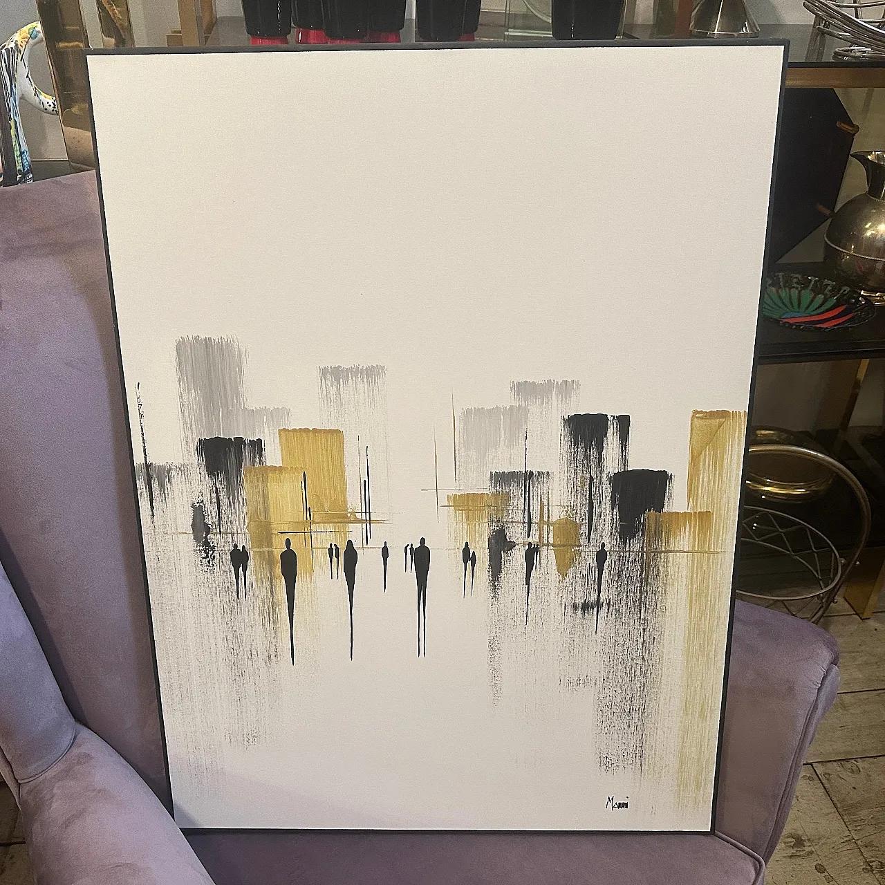 Golden City, acrylic on canvas by Giancarlo Marcucci, 2000s 4