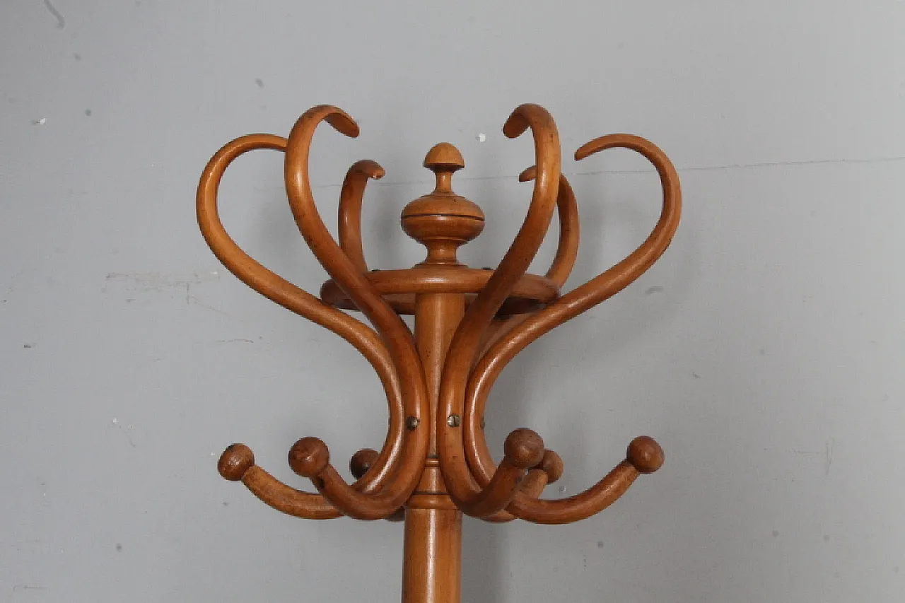 Thonet-style coat rack in curved beech, 1940s 4