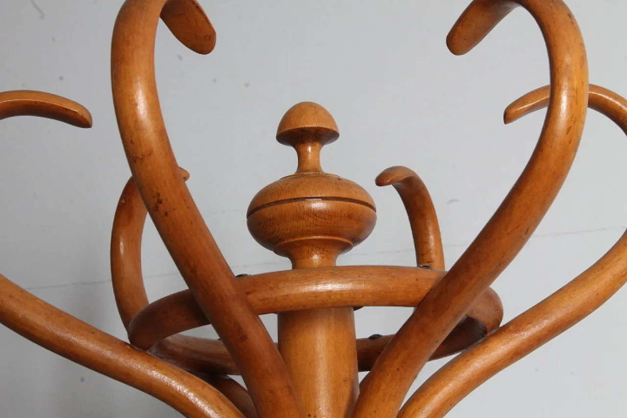 Thonet-style coat rack in curved beech, 1940s 5