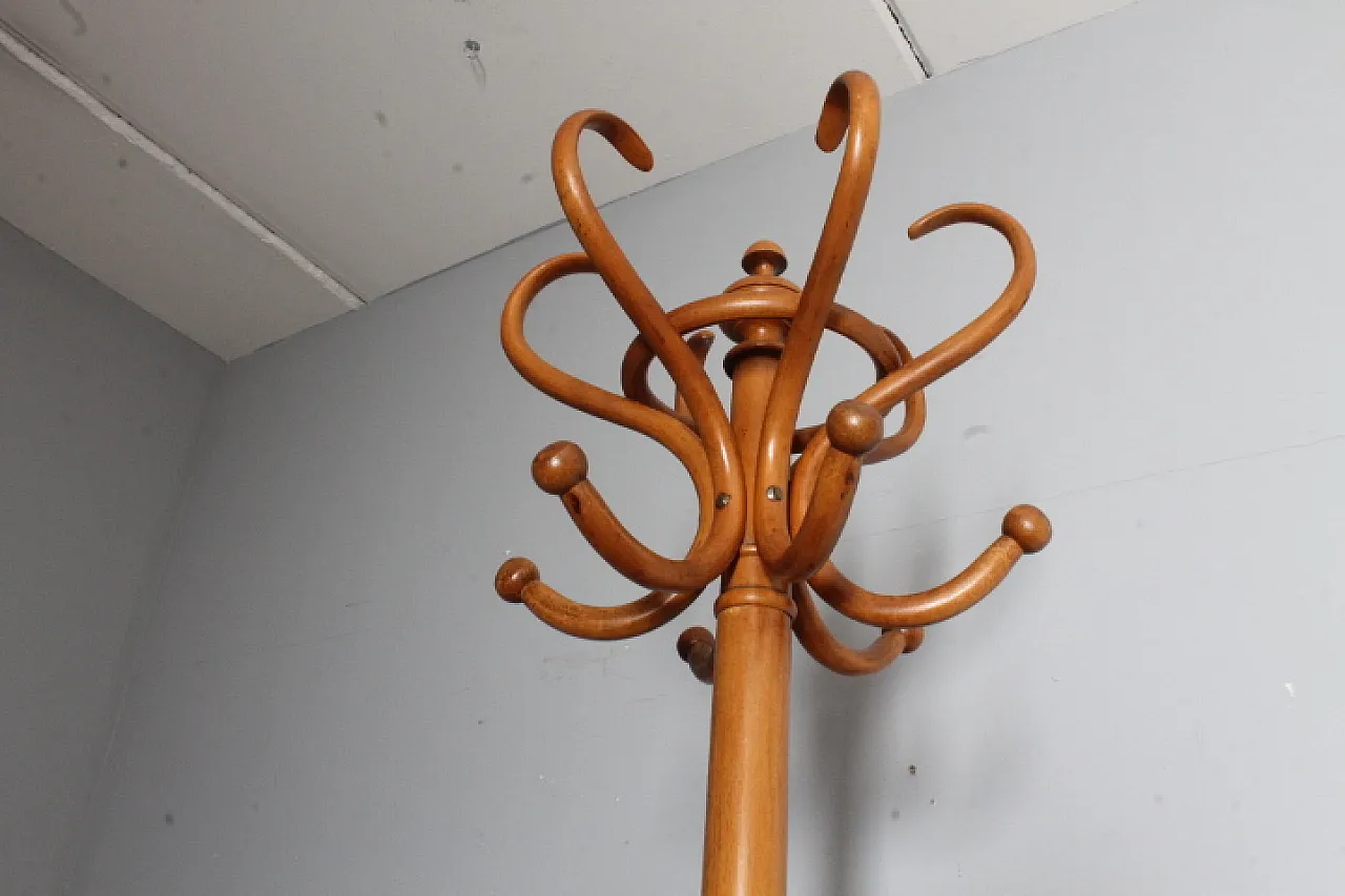 Thonet-style coat rack in curved beech, 1940s 8