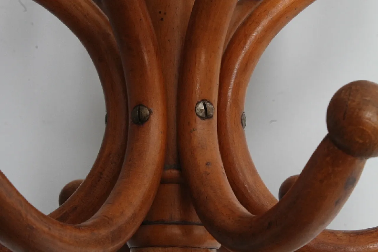 Thonet-style coat rack in curved beech, 1940s 9