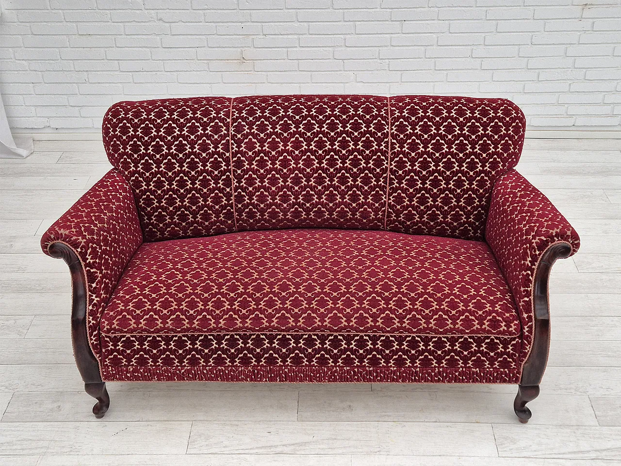 Danish 3 seater sofa velour, 1950s 2