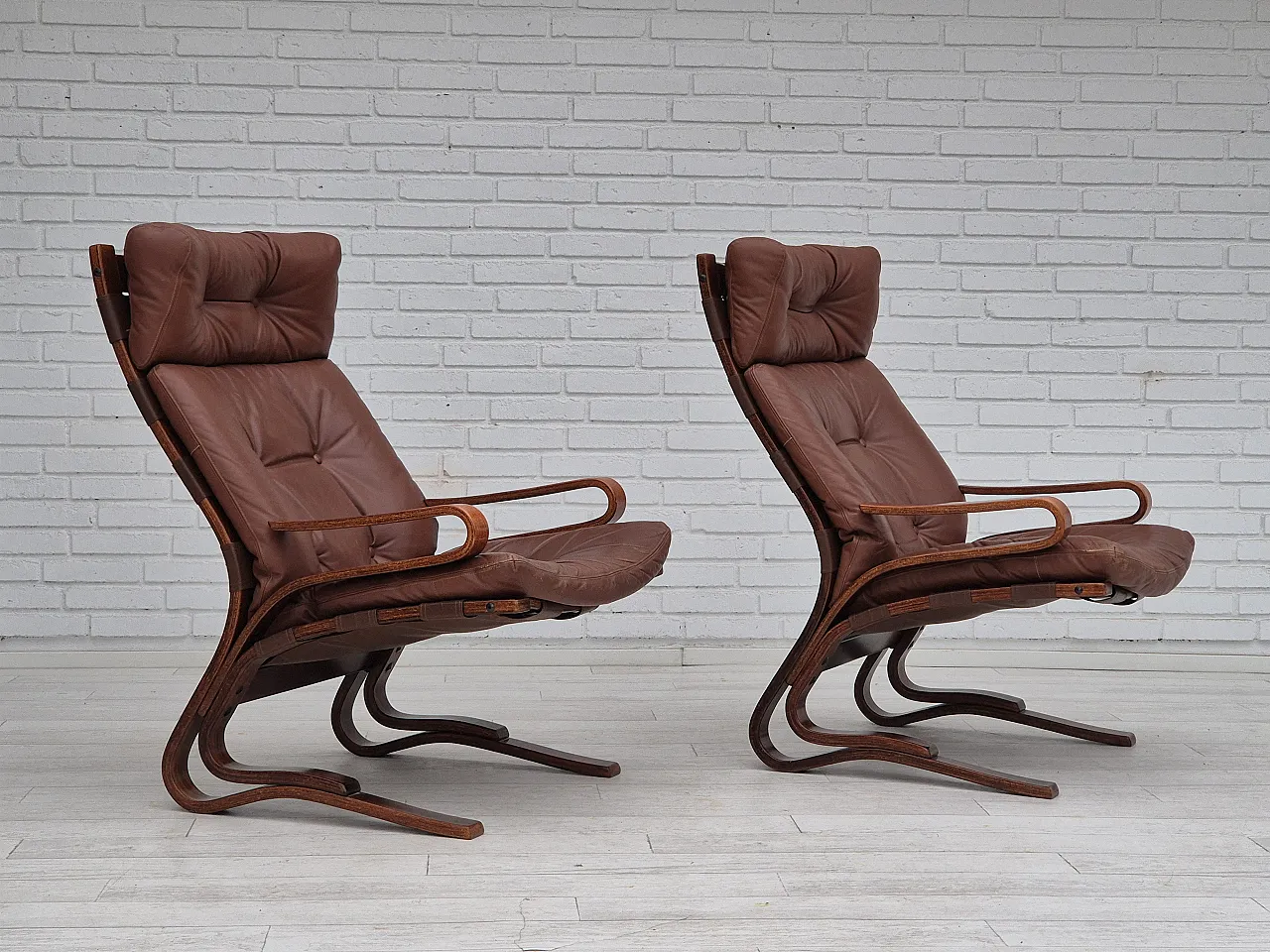 Scandinavian lounge chair leather, 1970s 3