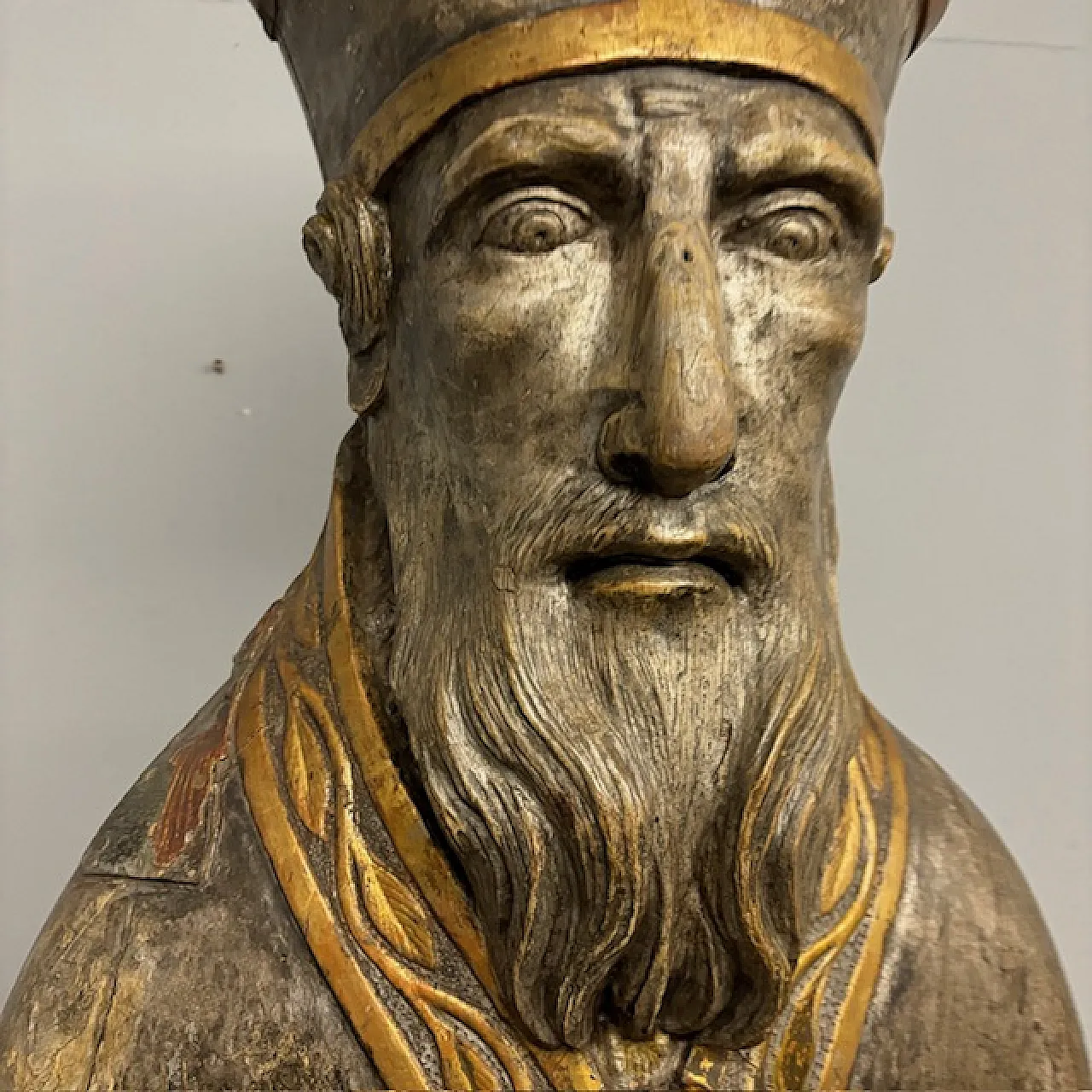 Grande busto scultura San Nicola argento e doratura a mecca,  '600 8