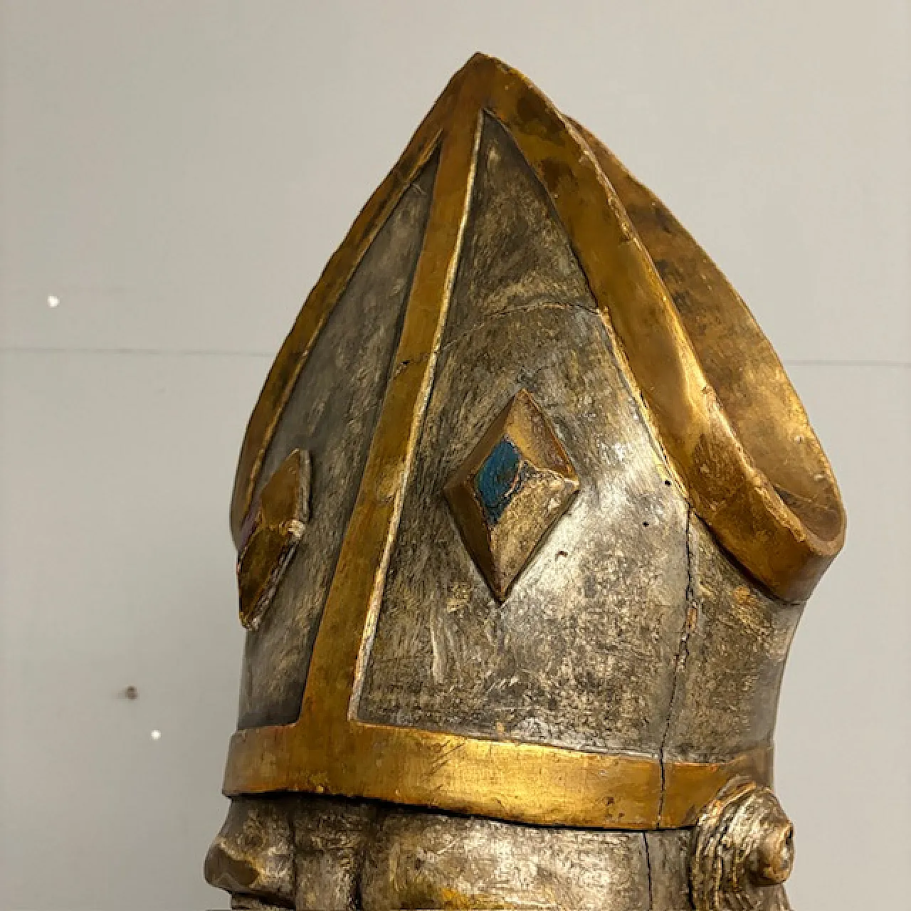 Grande busto scultura San Nicola argento e doratura a mecca,  '600 23