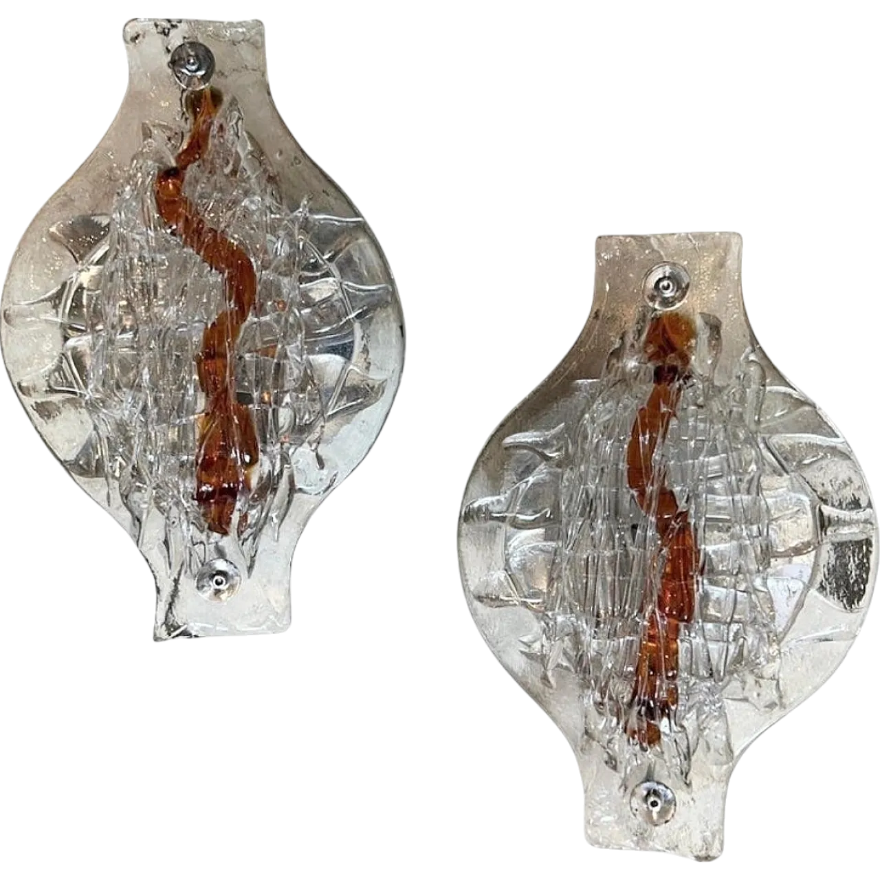 Pair of Murano glass wall sconces by Mazzega, 1970s 9