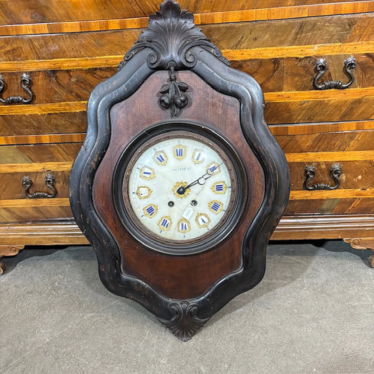 Walnut and rosewood “Ox's eye” wall clock, 1850 1