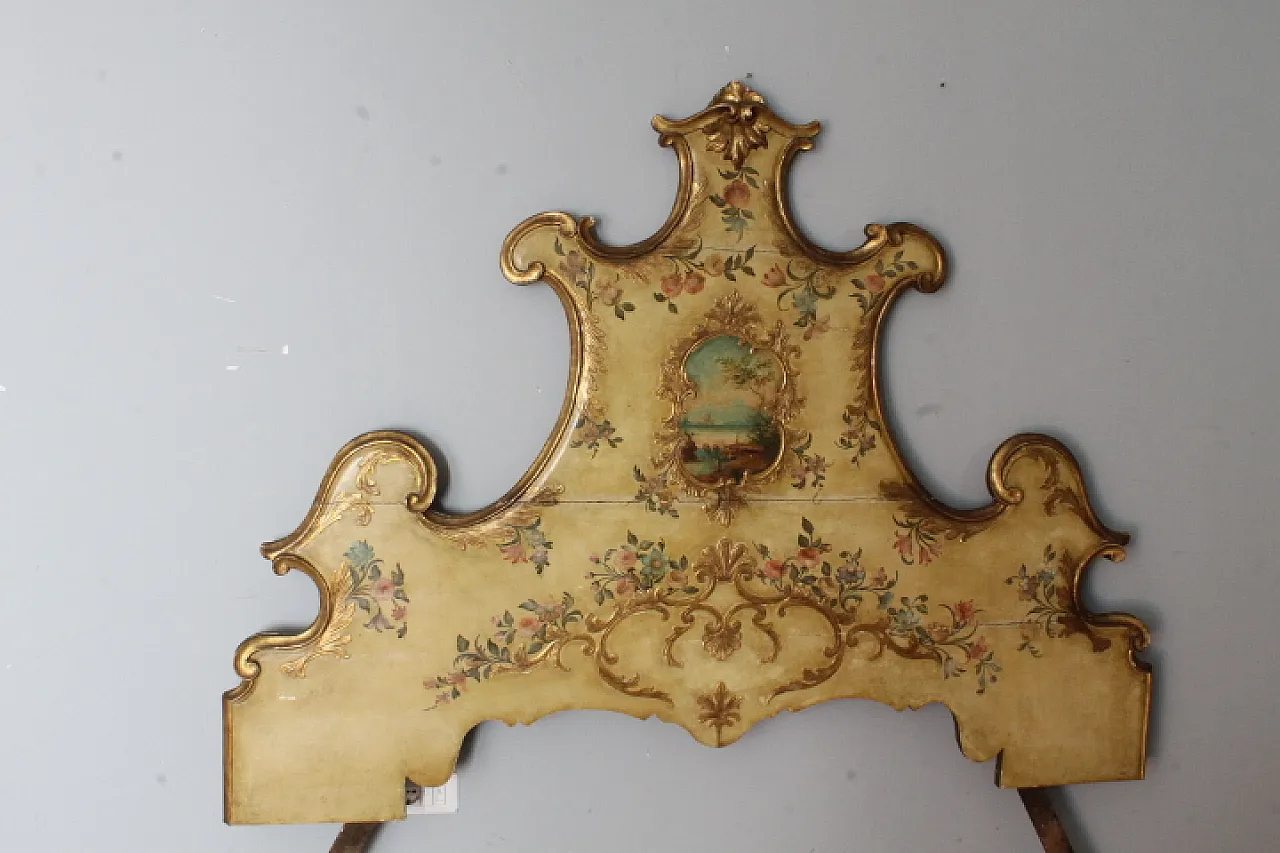 Painted and gilded wooden headboard, mid 19th century 1