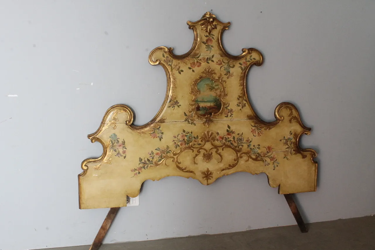 Painted and gilded wooden headboard, mid 19th century 3