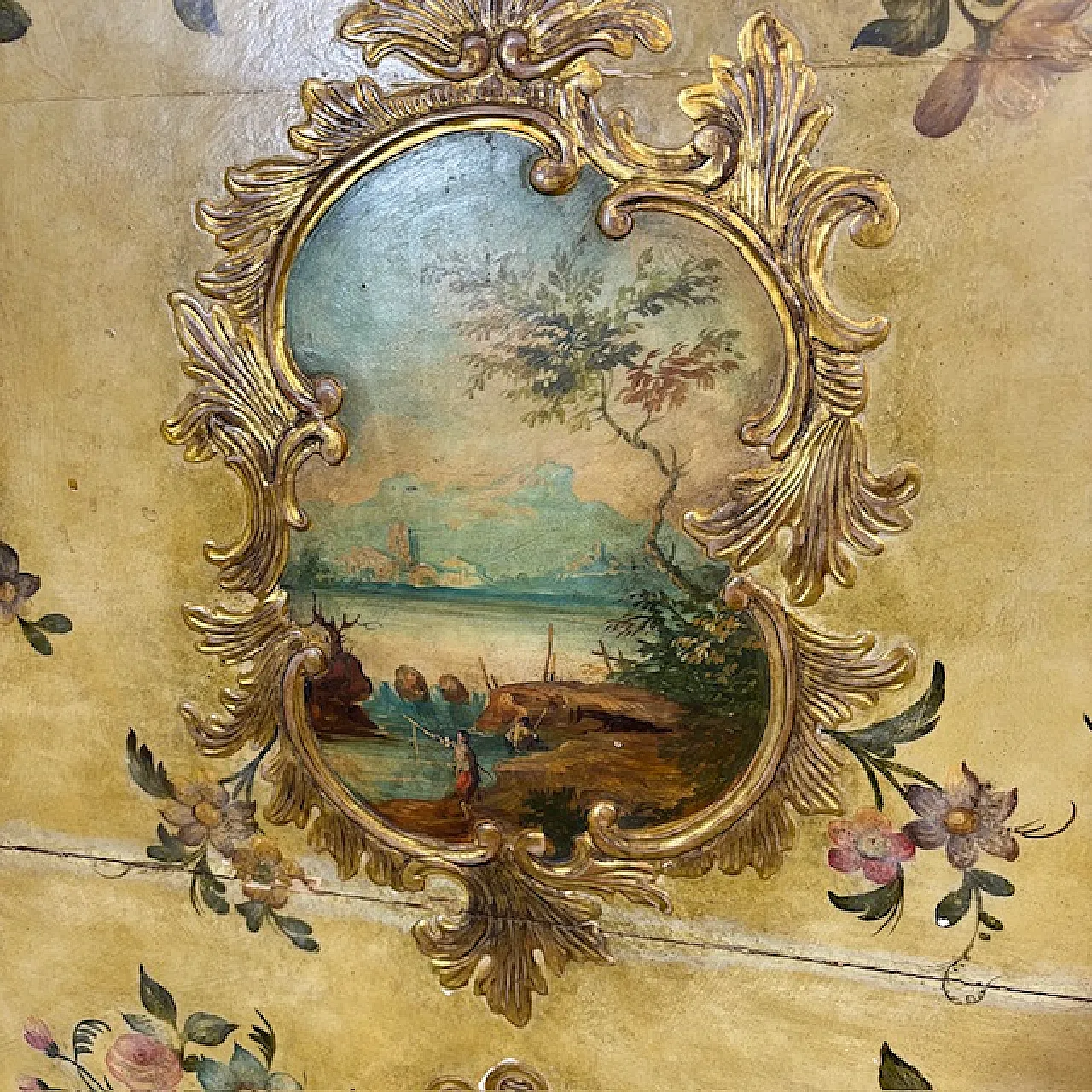 Painted and gilded wooden headboard, mid 19th century 9