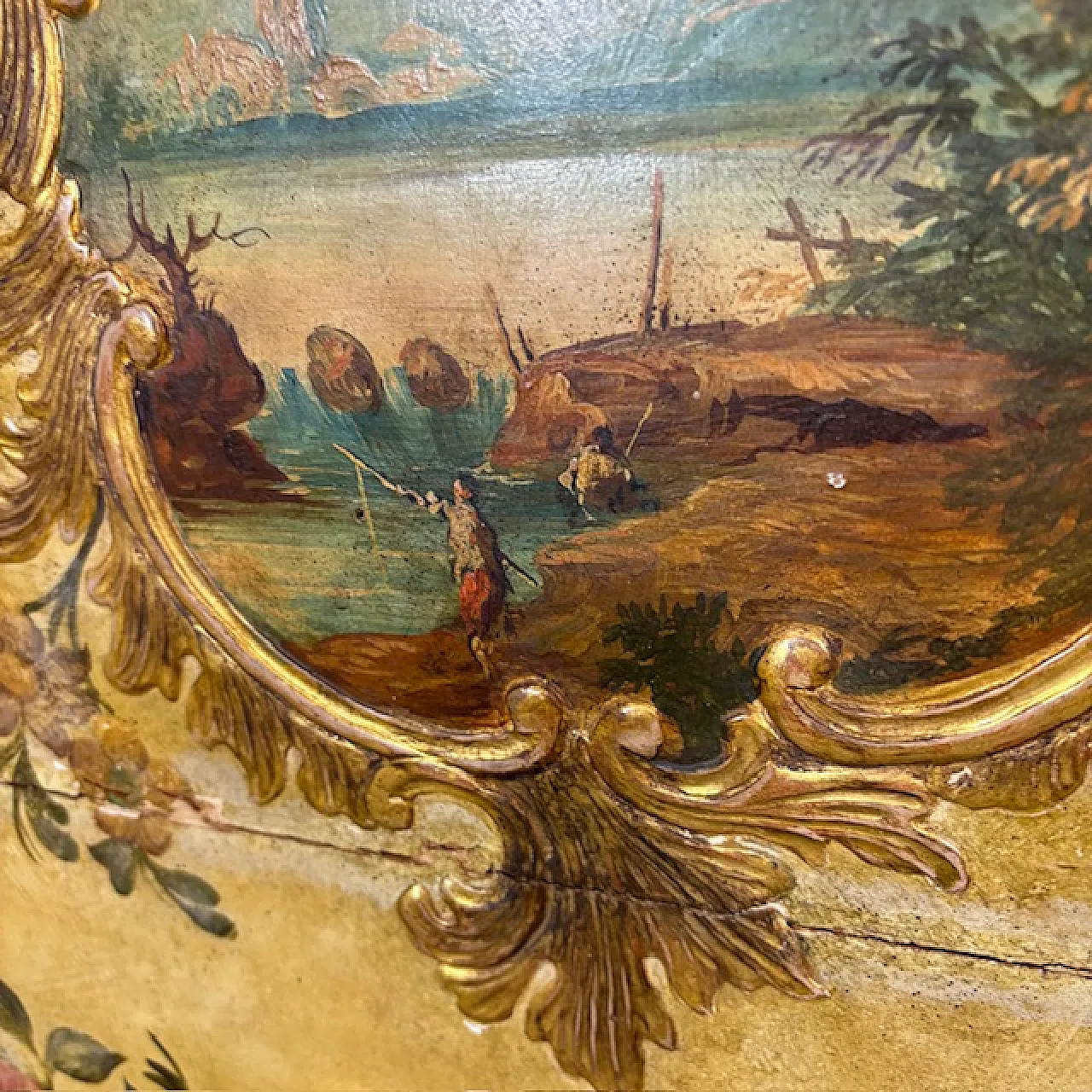 Painted and gilded wooden headboard, mid 19th century 10