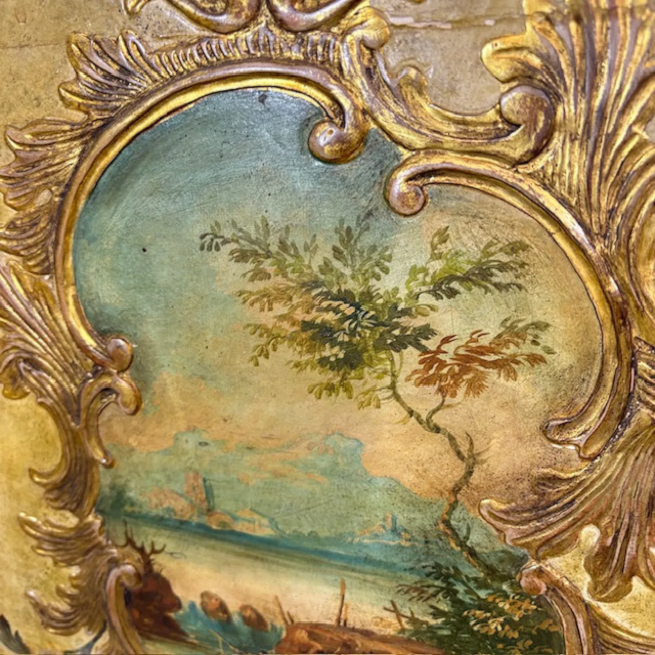 Painted and gilded wooden headboard, mid 19th century 11