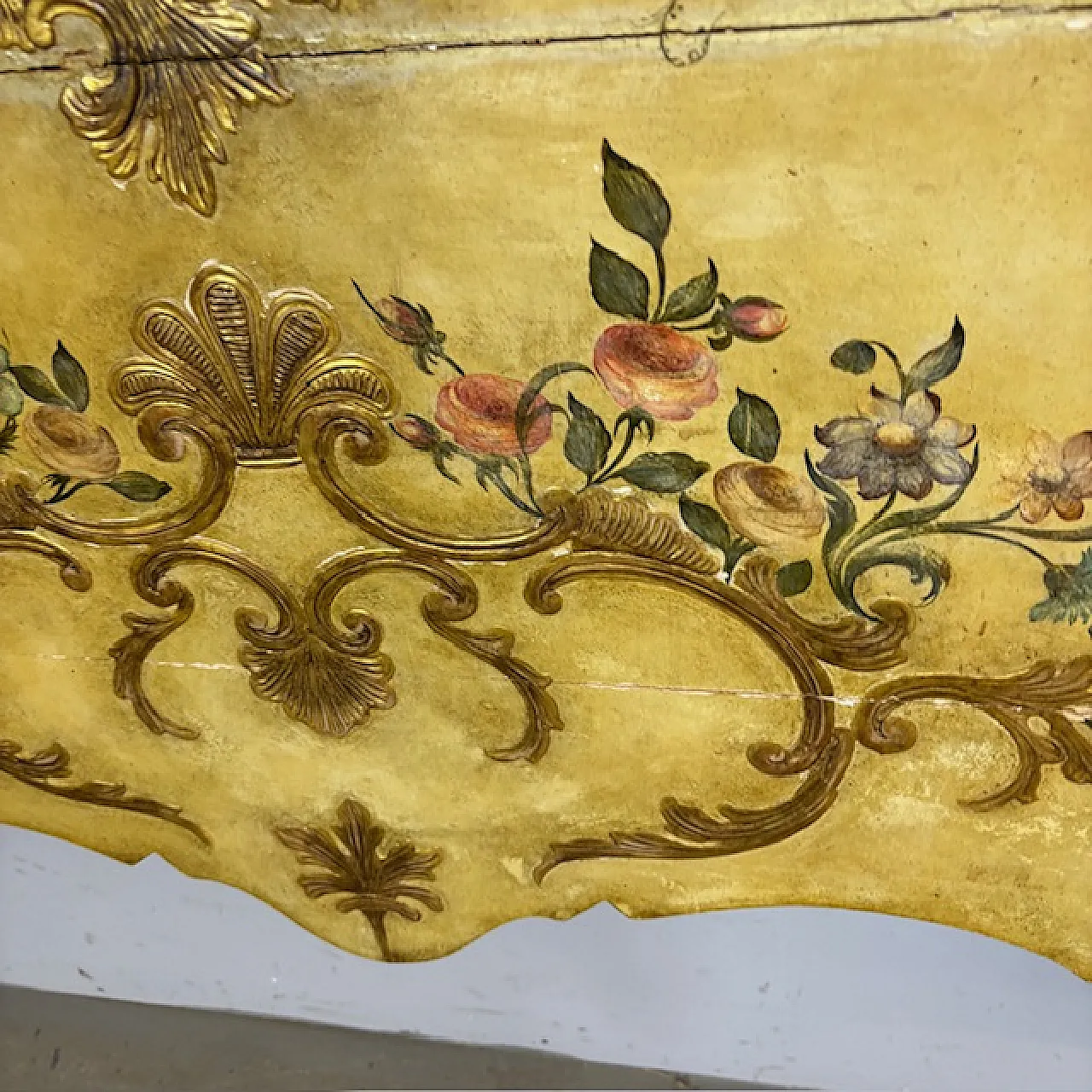 Painted and gilded wooden headboard, mid 19th century 13