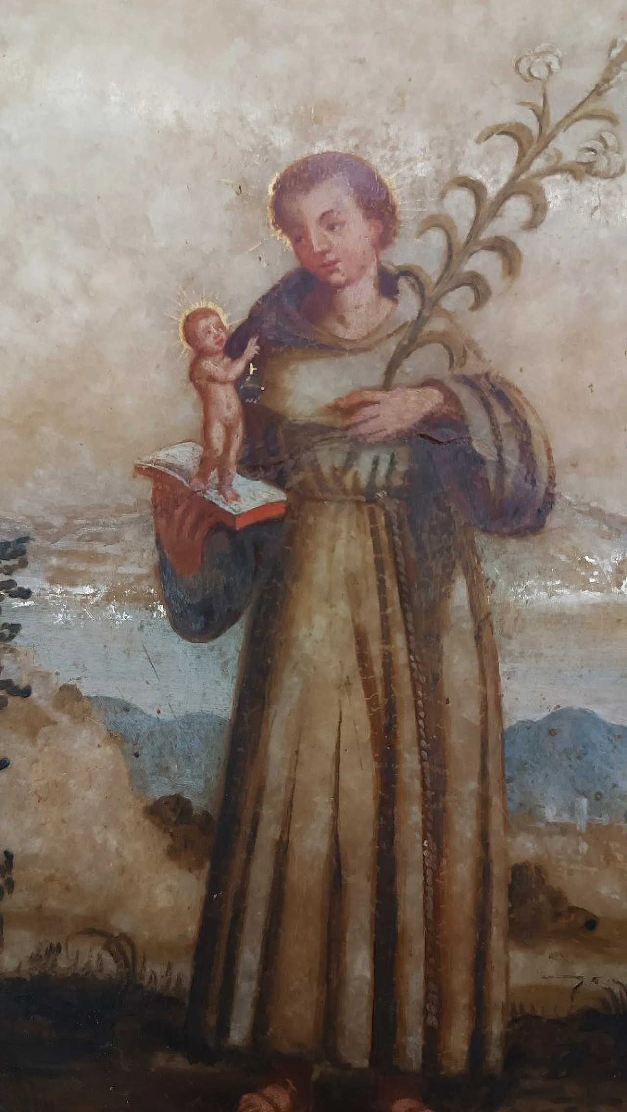 St. Anthony of Padua, painting on alabaster, 18th century 2