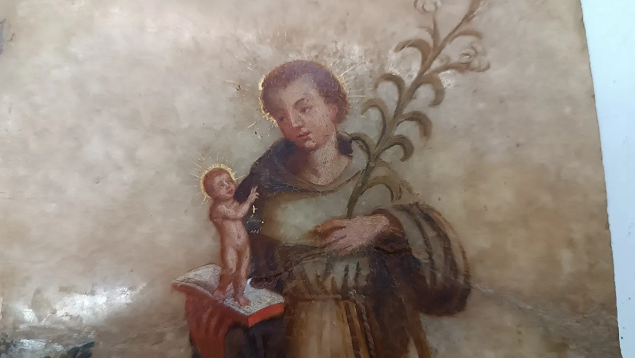 St. Anthony of Padua, painting on alabaster, 18th century 4